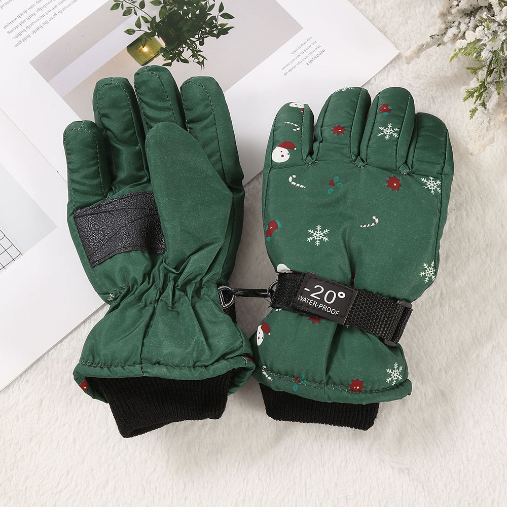 Outdoor Sports Riding Fleece-lined Thickened Finger Children's Ski Gloves - Cindi Book