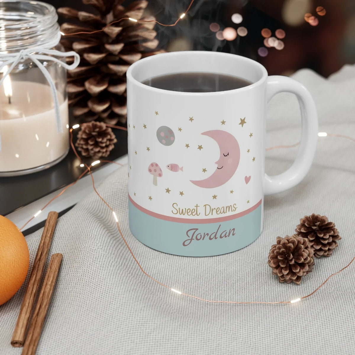 Personalized Sweet Dreams Moon & Stars Mug | Custom Name | Dreamy Celestial Ceramic Gift