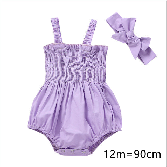 Infant Baby Girls 2Pcs Summer Outfits, Sleeveless Frill Smoc - Cindi Book