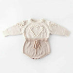Baby Infant Handmade Love Sweater Knitted Wool Long Sleeve Bodysuit - Cindi Book
