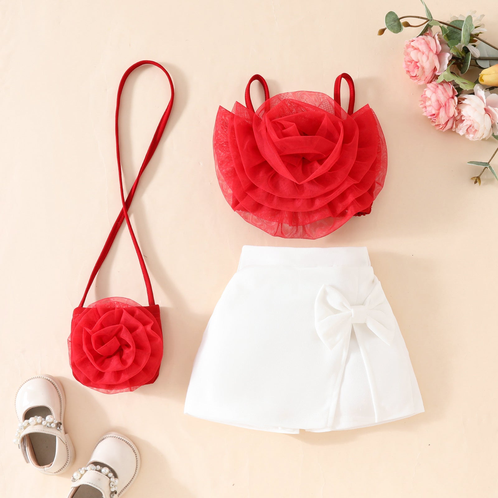 Girl's 3D Flower Pulling Strap Set - Cindi Book