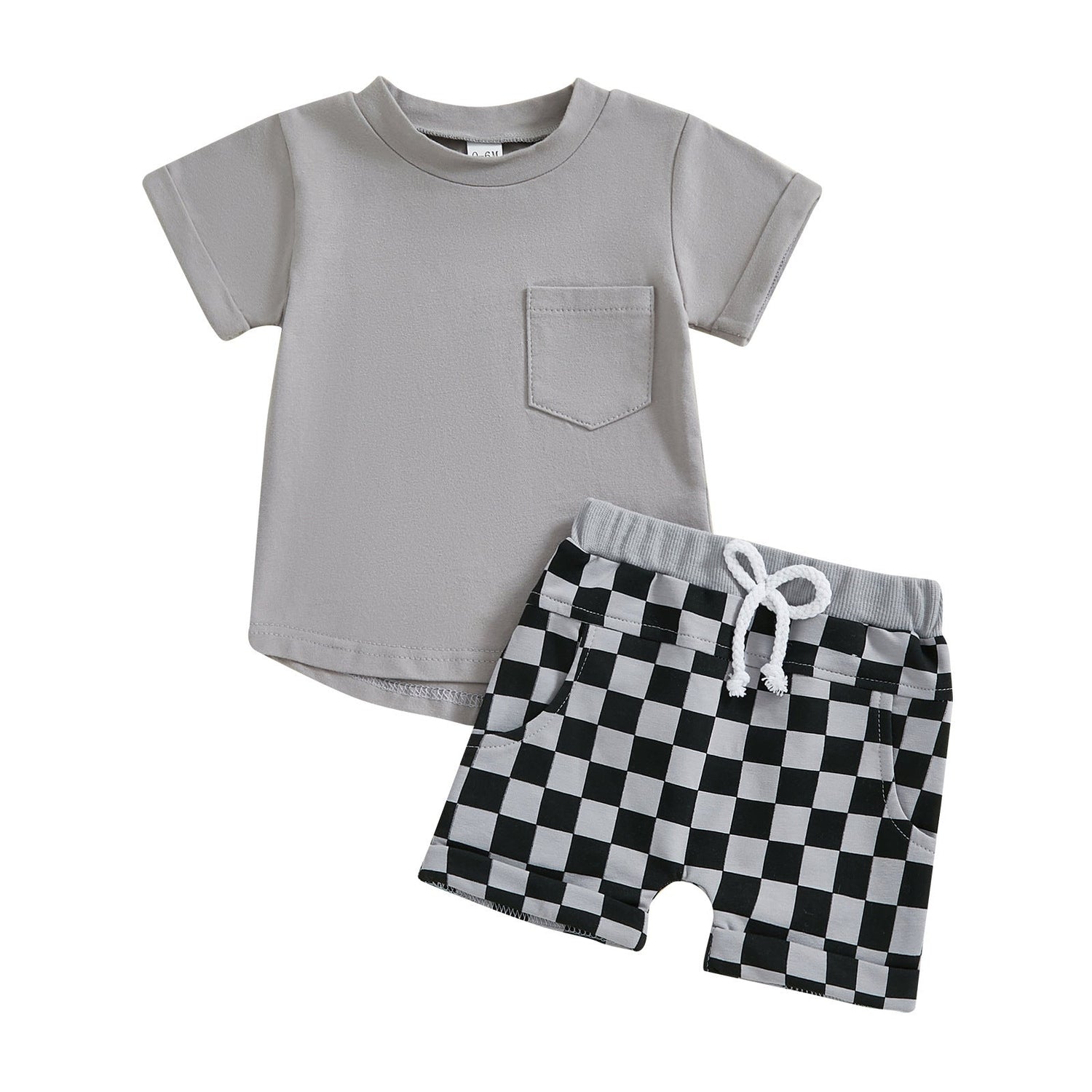 Fashion Personality Boy T-shirt Plaid Shorts Suit - Cindi Book