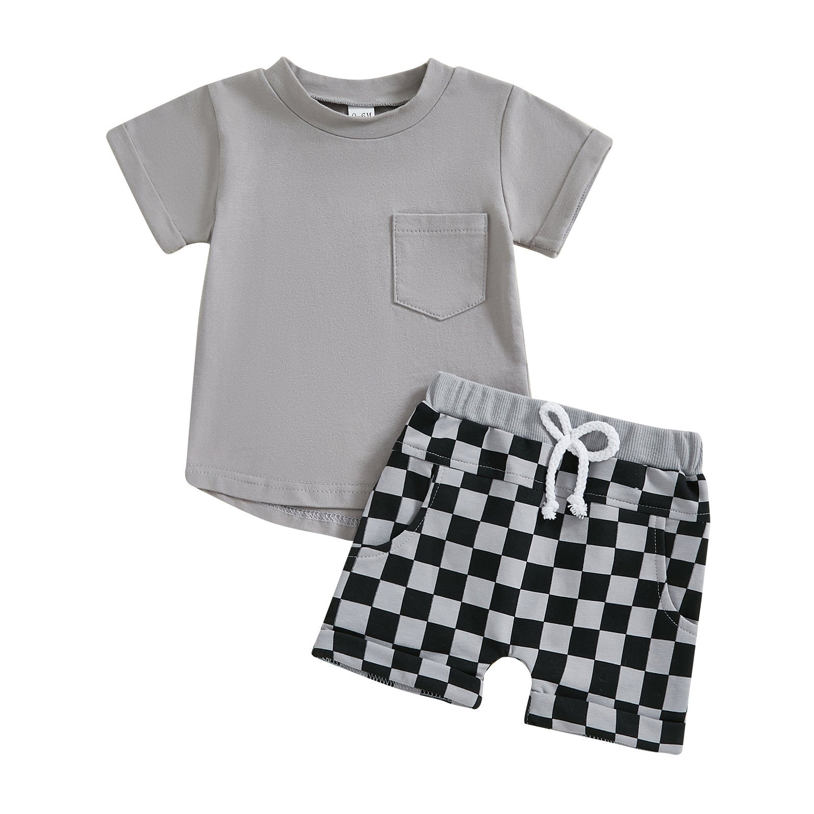 Fashion Personality Boy T-shirt Plaid Shorts Suit - Cindi Book