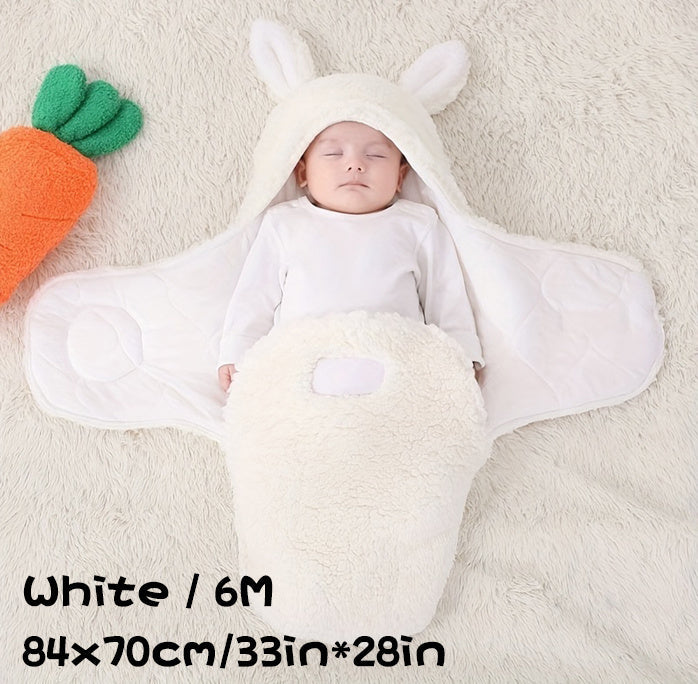 Super Soft Baby Sleeping Bag Fluffy Fleece Newborn Blanket Swaddle Blankets, Unisex Baby Wrap For Newborn Baby Boys Girls With Head-Protecting & Head-Supporting Function, Wearable Swaddle Sleep Sack - Cindi Book