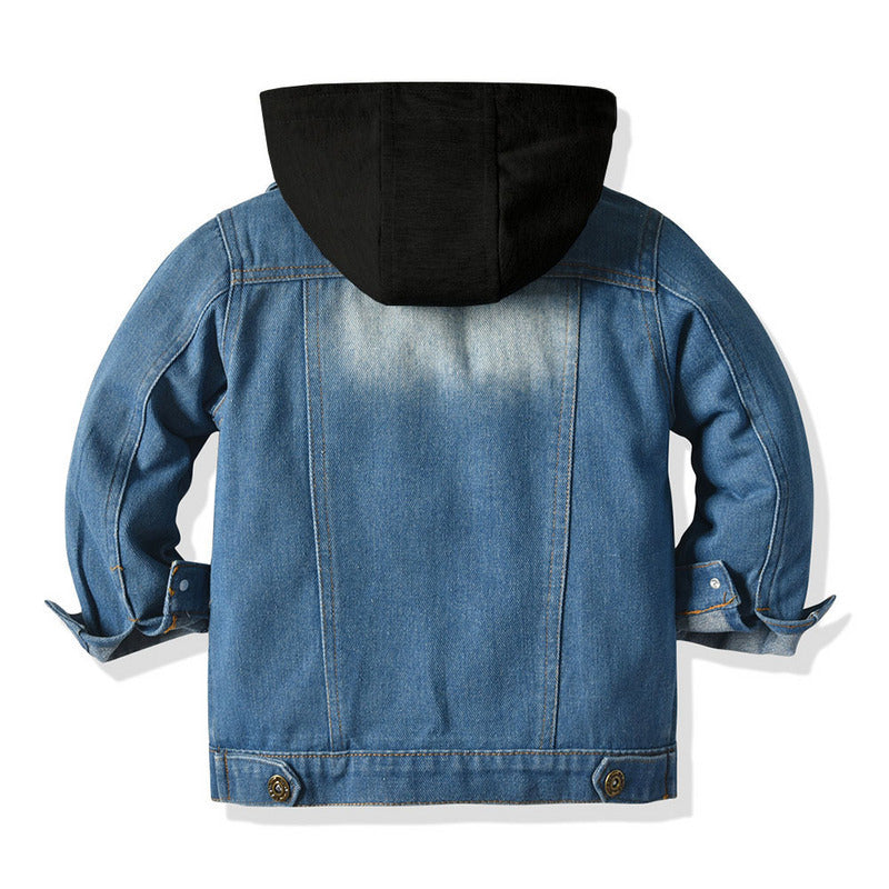 Children's Fake Two-piece Denim Jacket, Children's Hooded Fashion Casual Top - Cindi Book