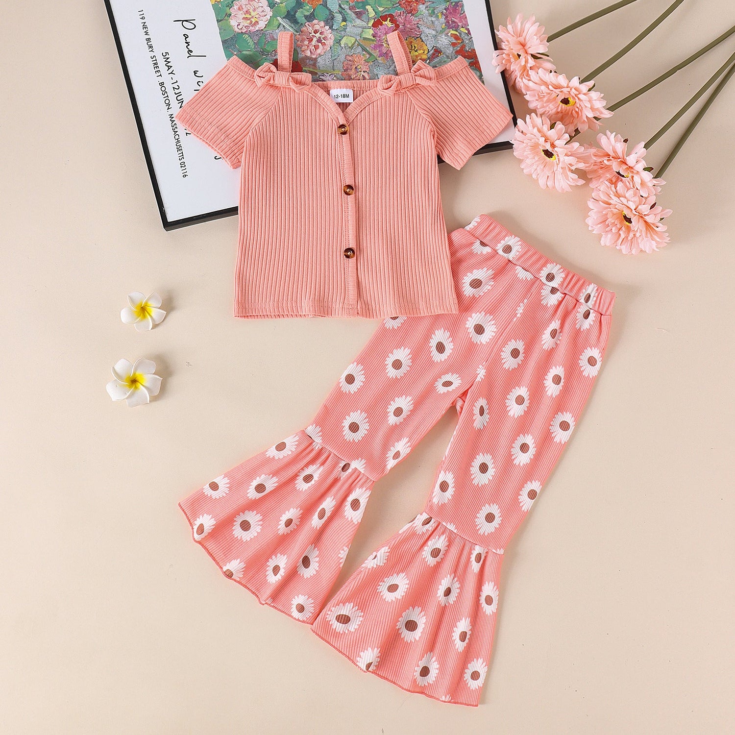 Girls Sling Shirt Wide Leg Pants Set