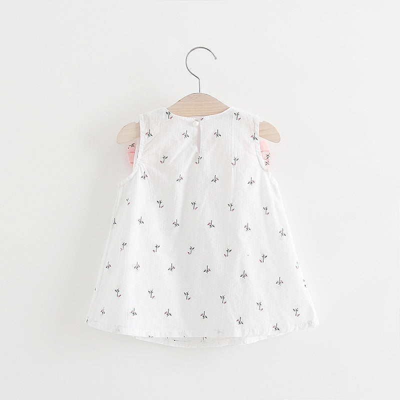 Solid color bow bow floral print halter skirt - Cindi Book