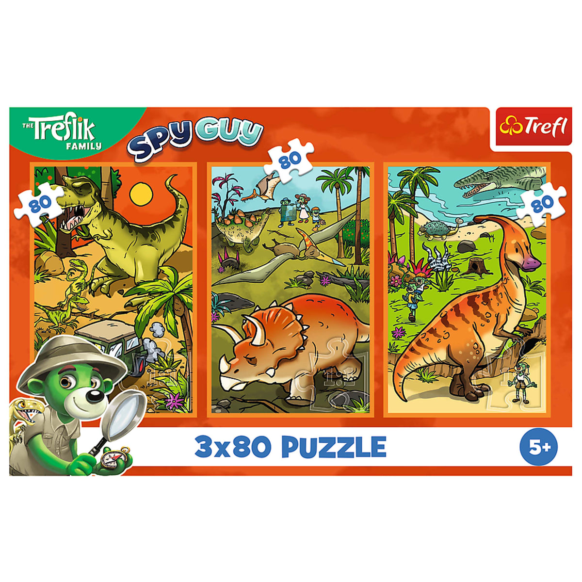 Trefl Kids The Treflik Family - Trefliks in the World of Dinosaurs 3X80 Piece Puzzle