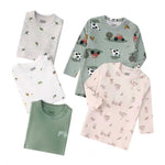 Autumn Children's Cartoon Printed Home Long-sleeved Top T-shirt Mixed Color Five Pieces - Cindi Book