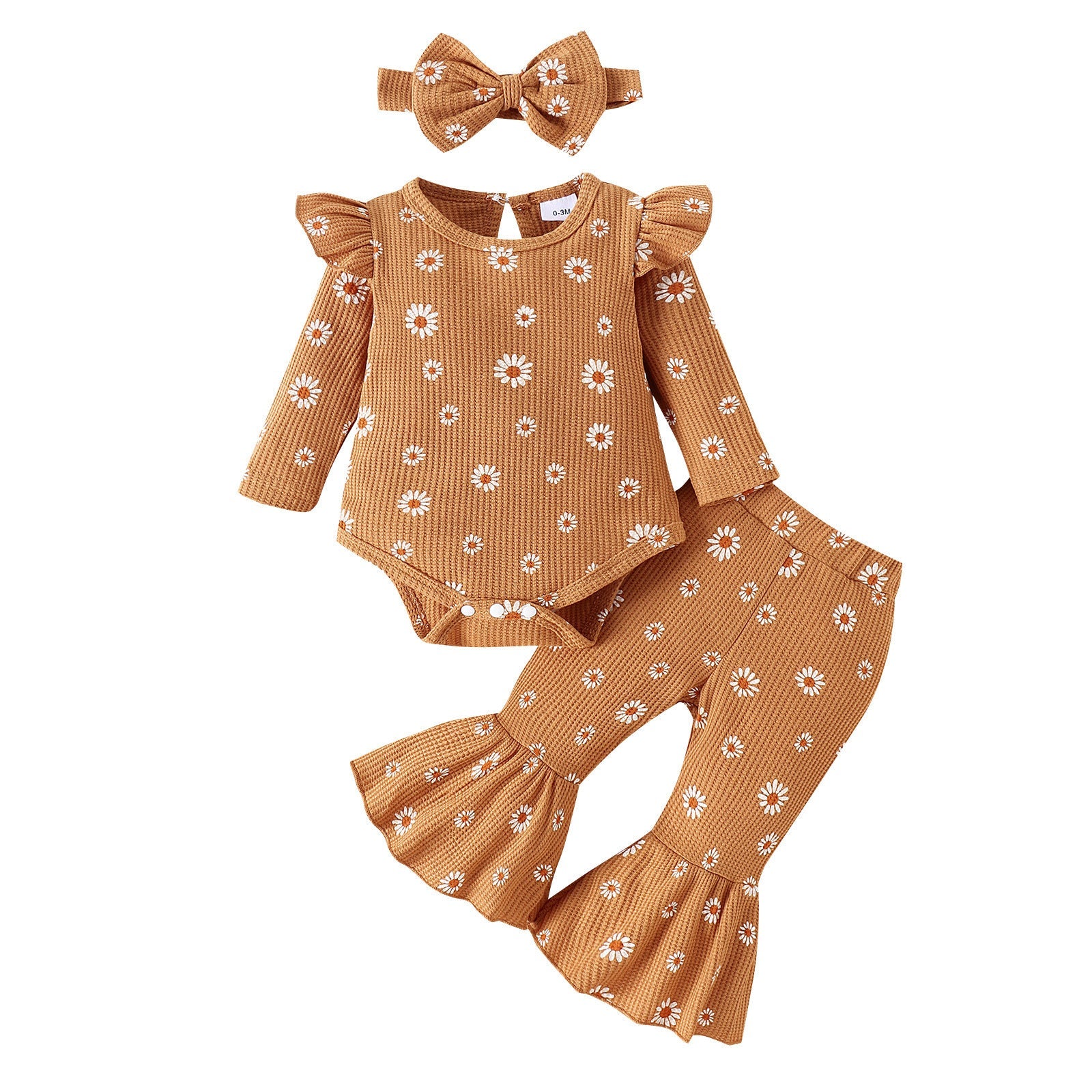Children's Printed Top Bell-bottom Pants Hair Band Set - Cindi Book
