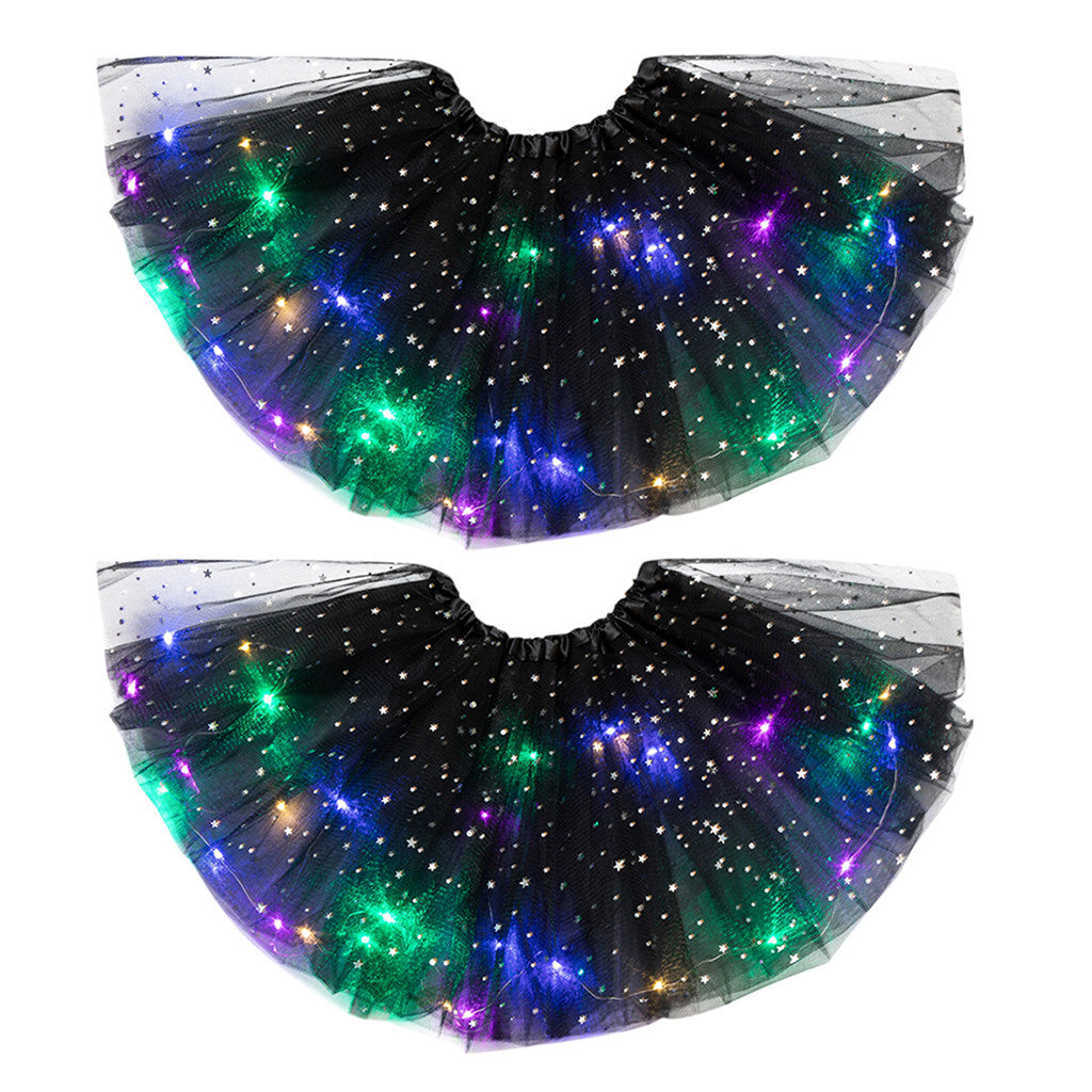 Magical & Luminous  LED Princess Halloween Tutu Skirt Sequins Shiny Skirt - Cindi Book