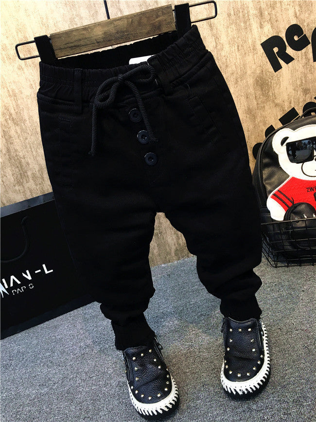 Boy's personality thickening plus velvet jeans children's jeans - Cindi Book
