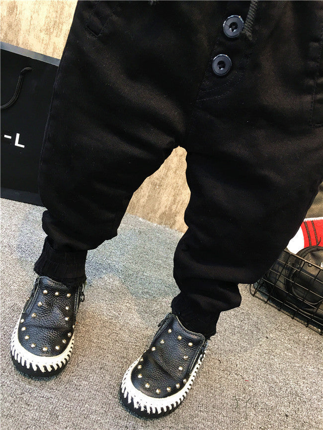 Boy's personality thickening plus velvet jeans children's jeans - Cindi Book
