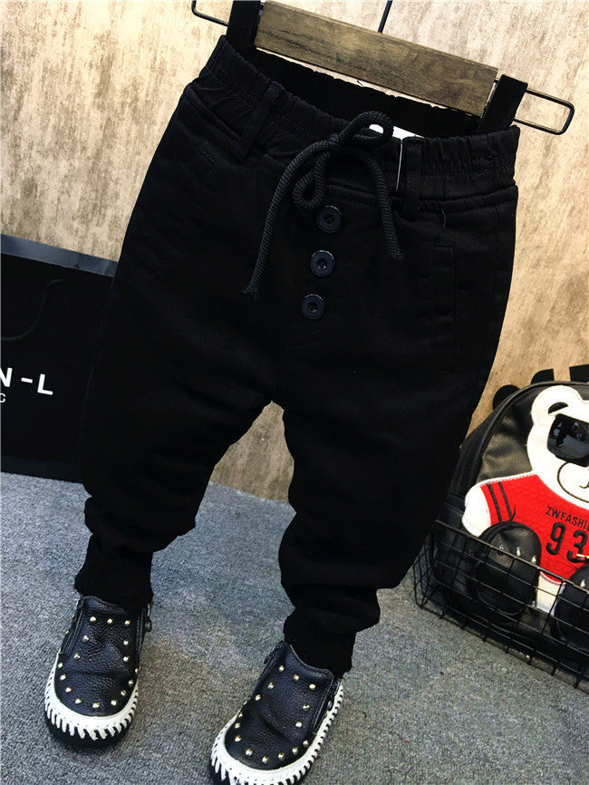 Boy's personality thickening plus velvet jeans children's jeans - Cindi Book