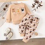 Children's Casual Suit Calf Embroidered Printed Long Sleeve Two-piece Set - Cindi Book