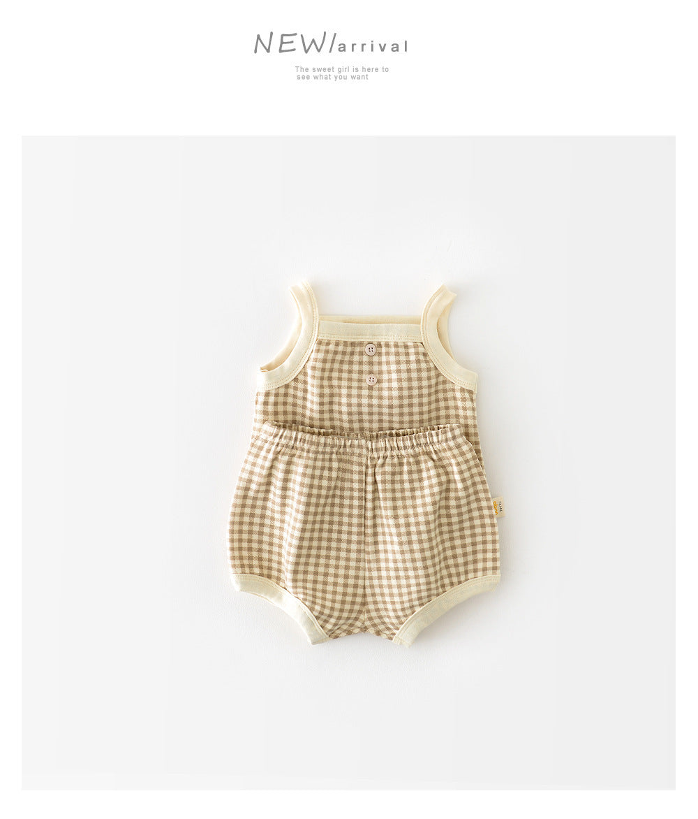 Baby Suit Summer Pajamas New Korean Style Infant Thin Suspenders Vest Shorts Boys 'and Girls' Home Wear - Cindi Book
