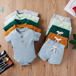 Children's Clothing Baby Bodysuit Casual Adjustable Short-sleeved Top And Shorts Suit - Cindi Book