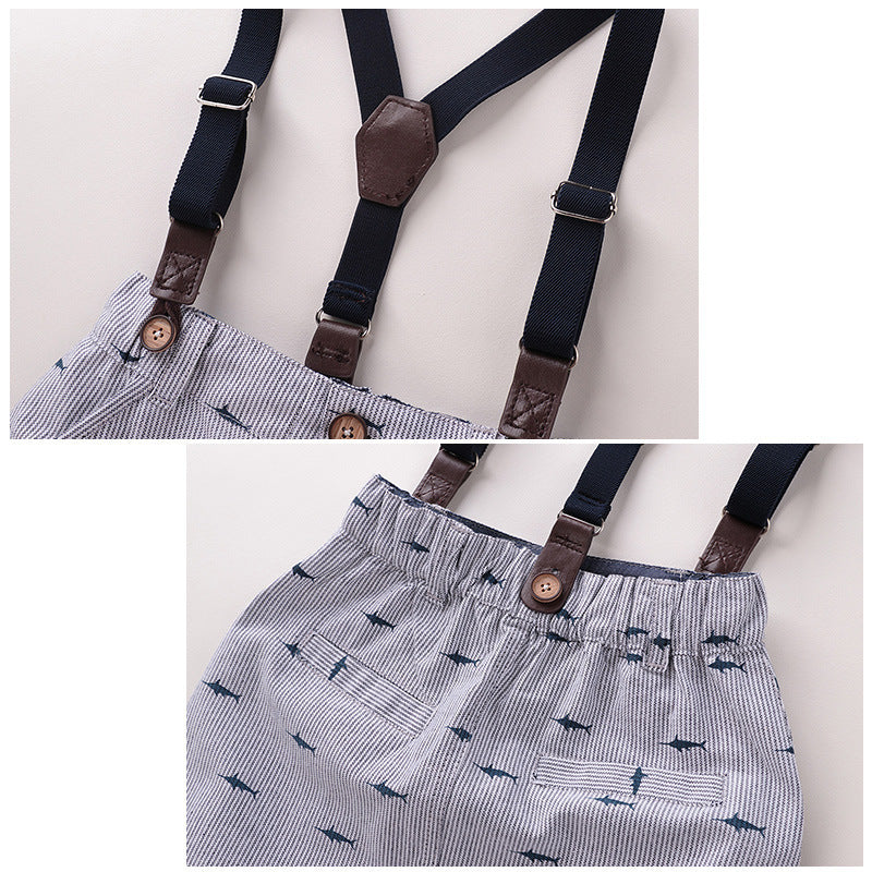 Baby boy short sleeve suit summer baby British overalls - Cindi Book