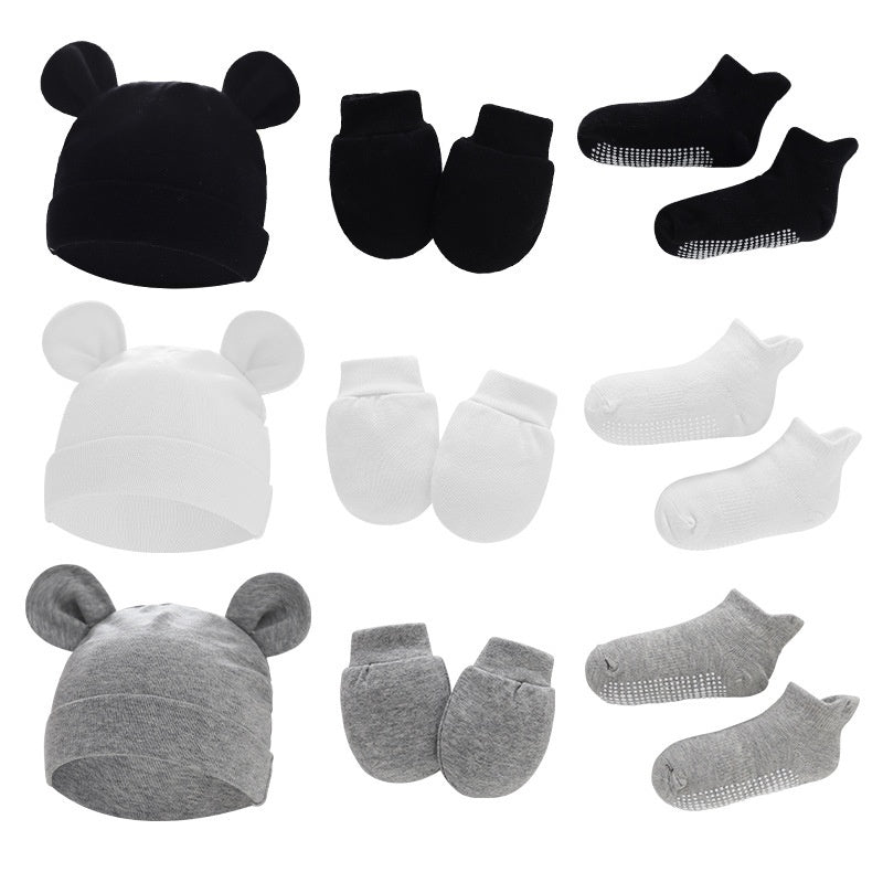 Newborn Hat Mittens And Socks Set With Rubber-soled Shoes - Cindi Book