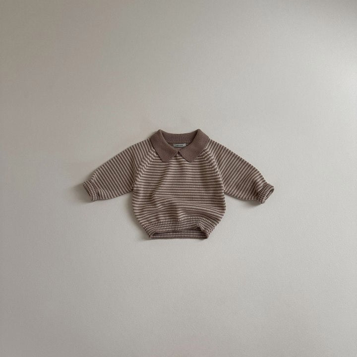 Children's Polo Collar Stripes Knitted Sweater - Cindi Book