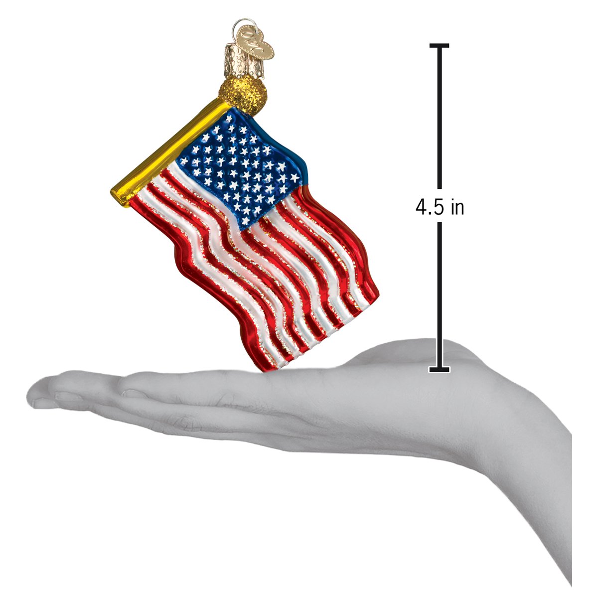Old World Christmas Star-spangled Banner Ornament - hand-blown glass Christmas tree ornament (view 6)