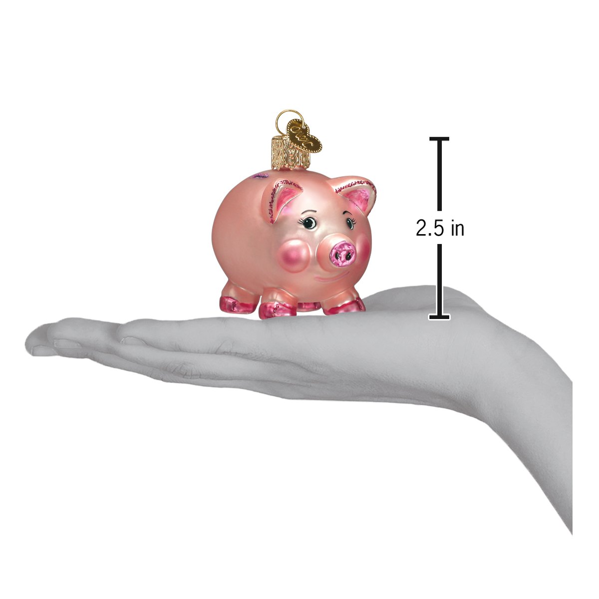Old World Christmas Piggy Bank Ornament - hand-blown glass Christmas tree ornament (view 4)