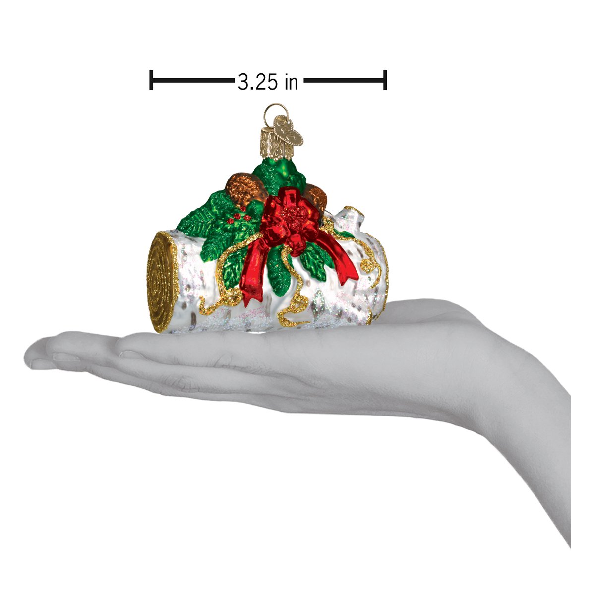 Old World Christmas Yule Log Ornament - hand-blown glass Christmas tree ornament (view 4)