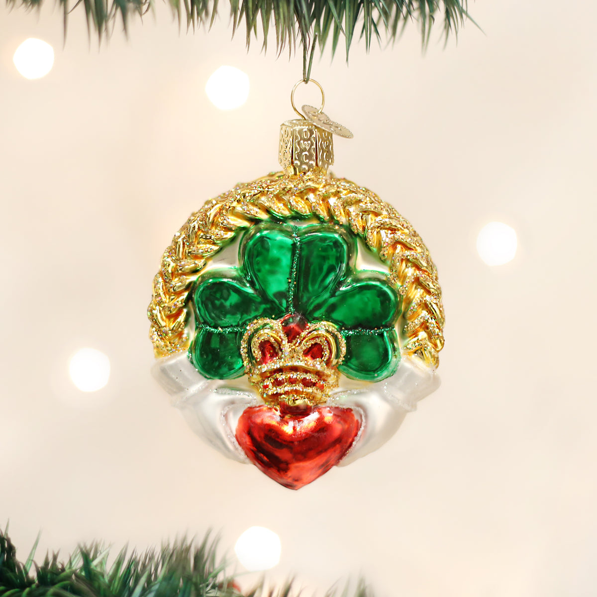 Old World Christmas Claddagh Ornament - hand-blown glass Christmas tree ornament