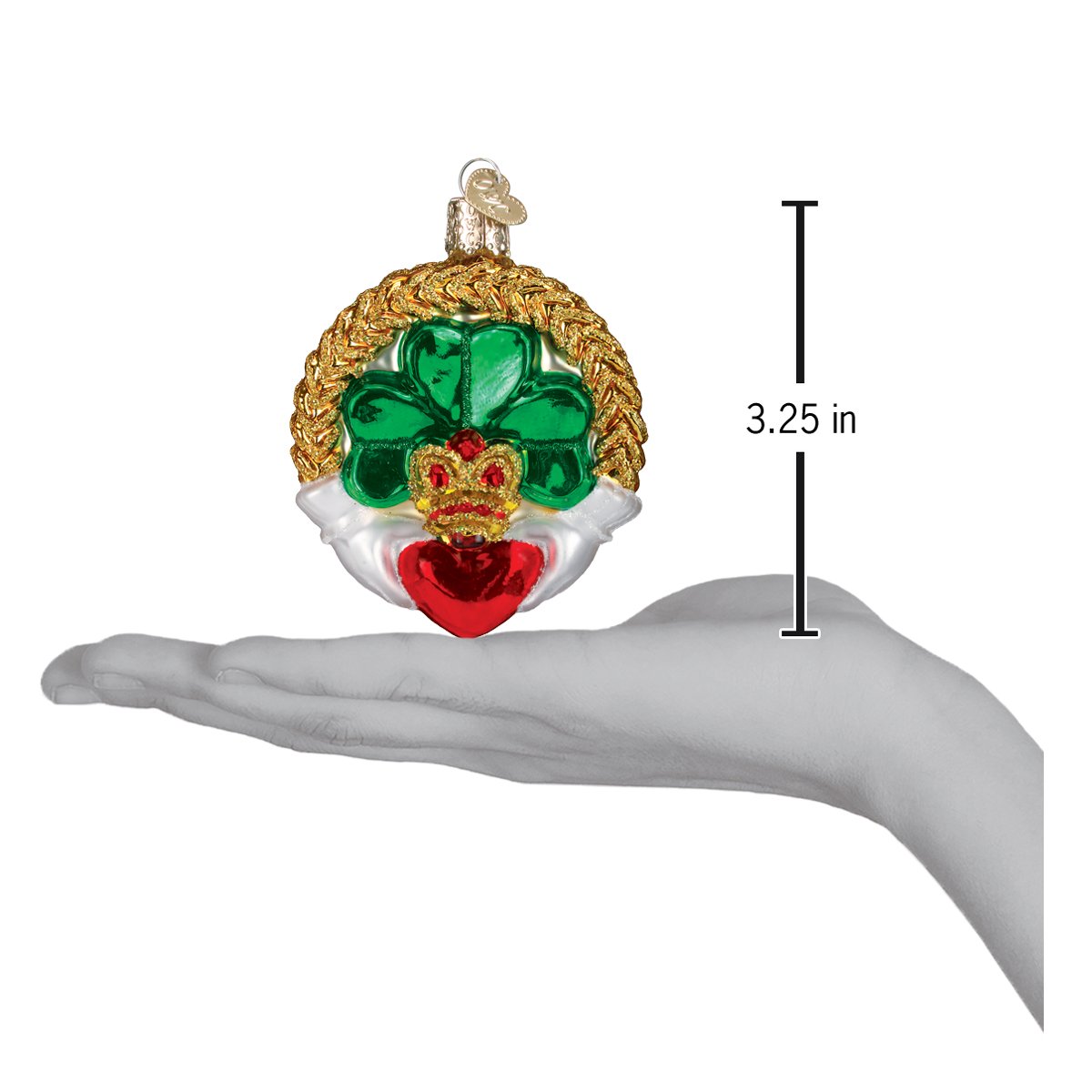 Old World Christmas Claddagh Ornament - hand-blown glass Christmas tree ornament (view 4)