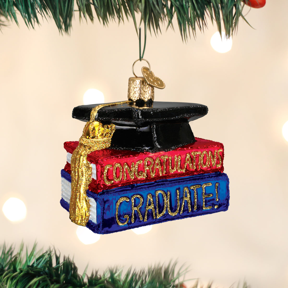 Old World Christmas Congrats Graduate Ornament - hand-blown glass Christmas tree ornament