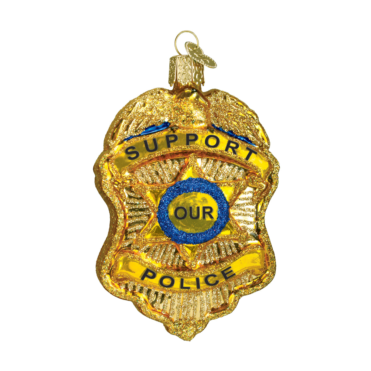 Old World Christmas Police Badge Ornament - hand-blown glass Christmas tree ornament (view 3)
