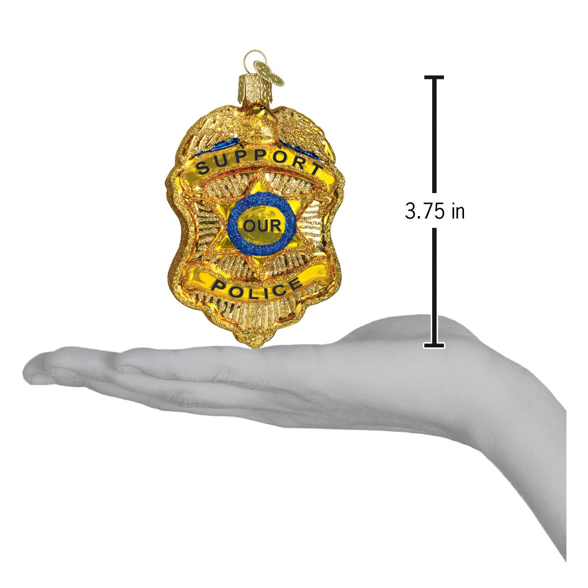 Old World Christmas Police Badge Ornament - hand-blown glass Christmas tree ornament (view 5)