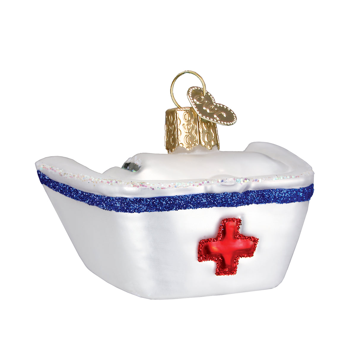 Old World Christmas Nurse's Cap Ornament - hand-blown glass Christmas tree ornament (view 2)
