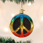 Old World Christmas Peace Sign Ornament - hand-blown glass Christmas tree ornament