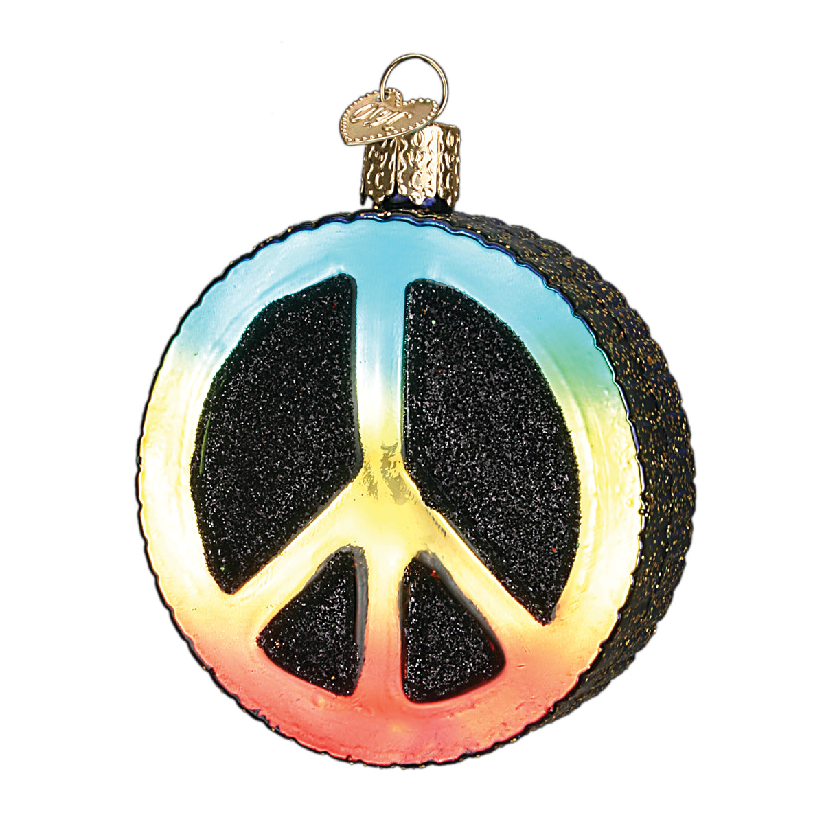Old World Christmas Peace Sign Ornament - hand-blown glass Christmas tree ornament (view 3)