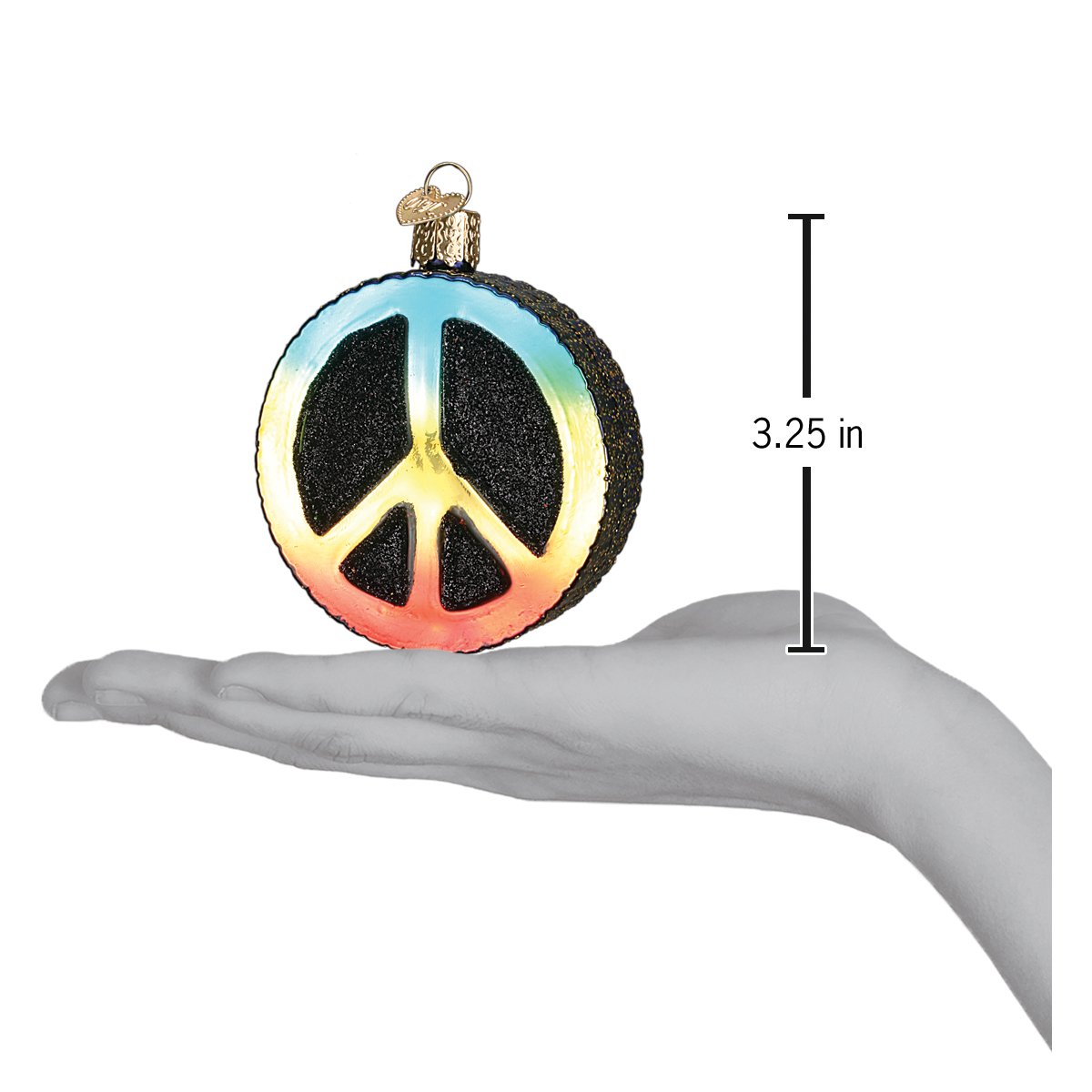 Old World Christmas Peace Sign Ornament - hand-blown glass Christmas tree ornament (view 4)