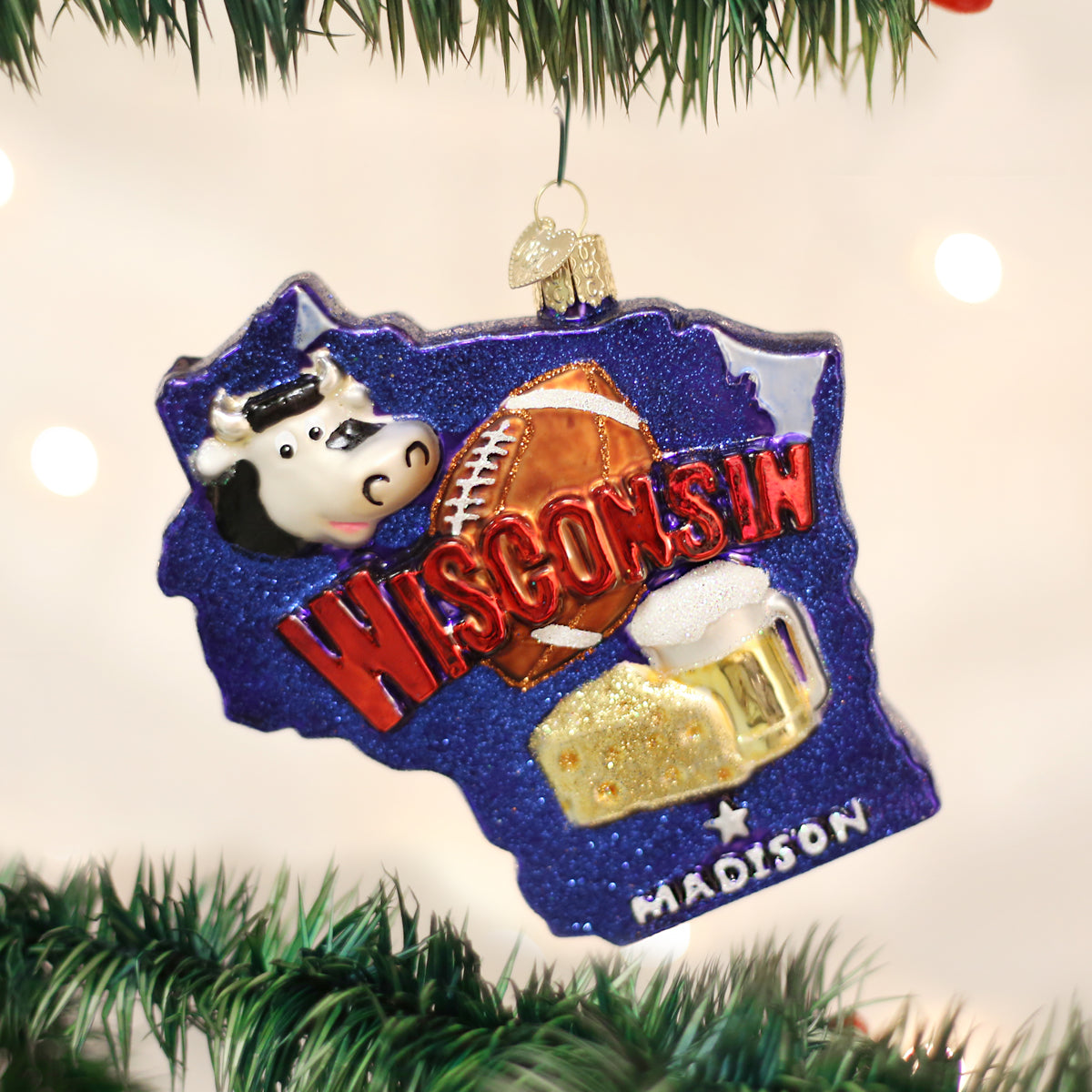 Old World Christmas State Of Wisconsin Ornament - hand-blown glass Christmas tree ornament