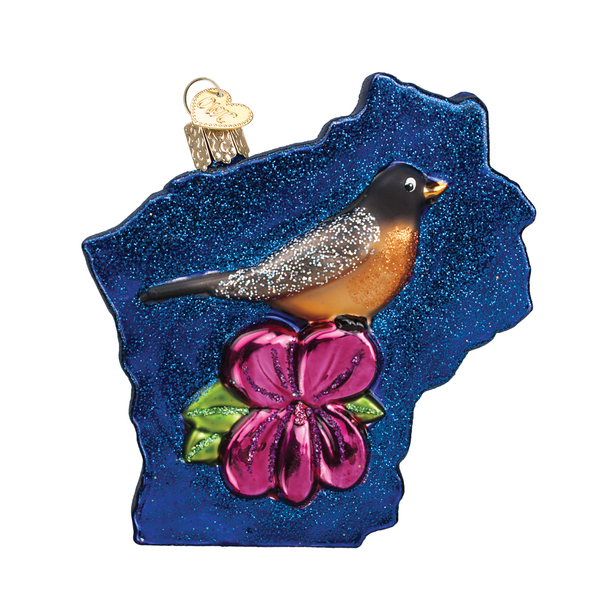 Old World Christmas State Of Wisconsin Ornament - hand-blown glass Christmas tree ornament (view 4)