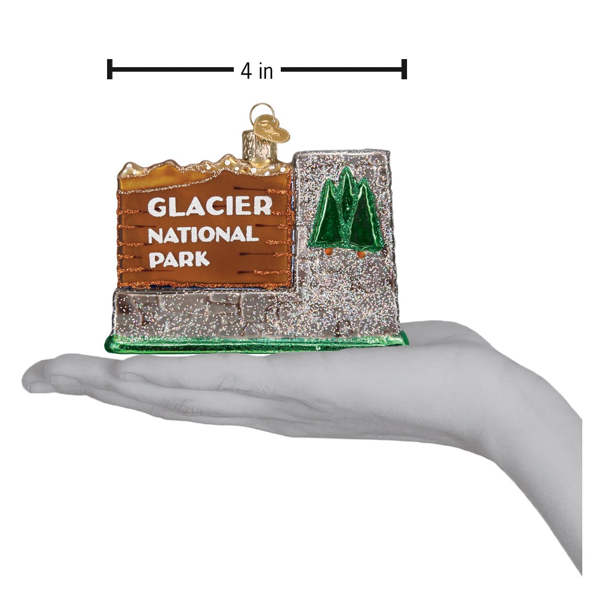 Old World Christmas Glacier National Park - hand-blown glass Christmas tree ornament (view 6)