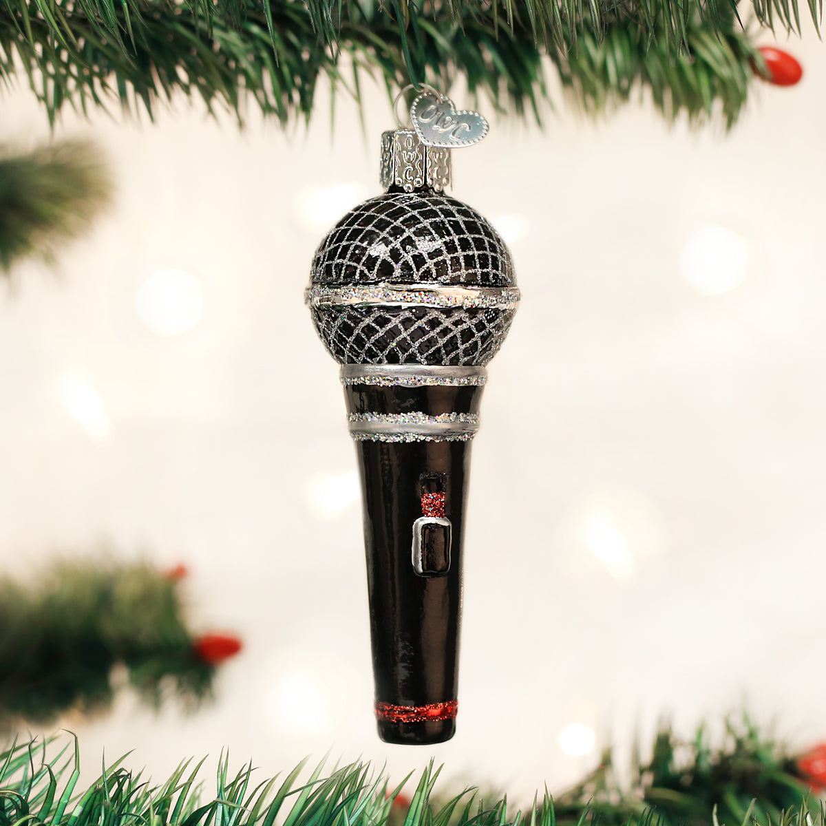 Old World Christmas Microphone Ornament - hand-blown glass Christmas tree ornament