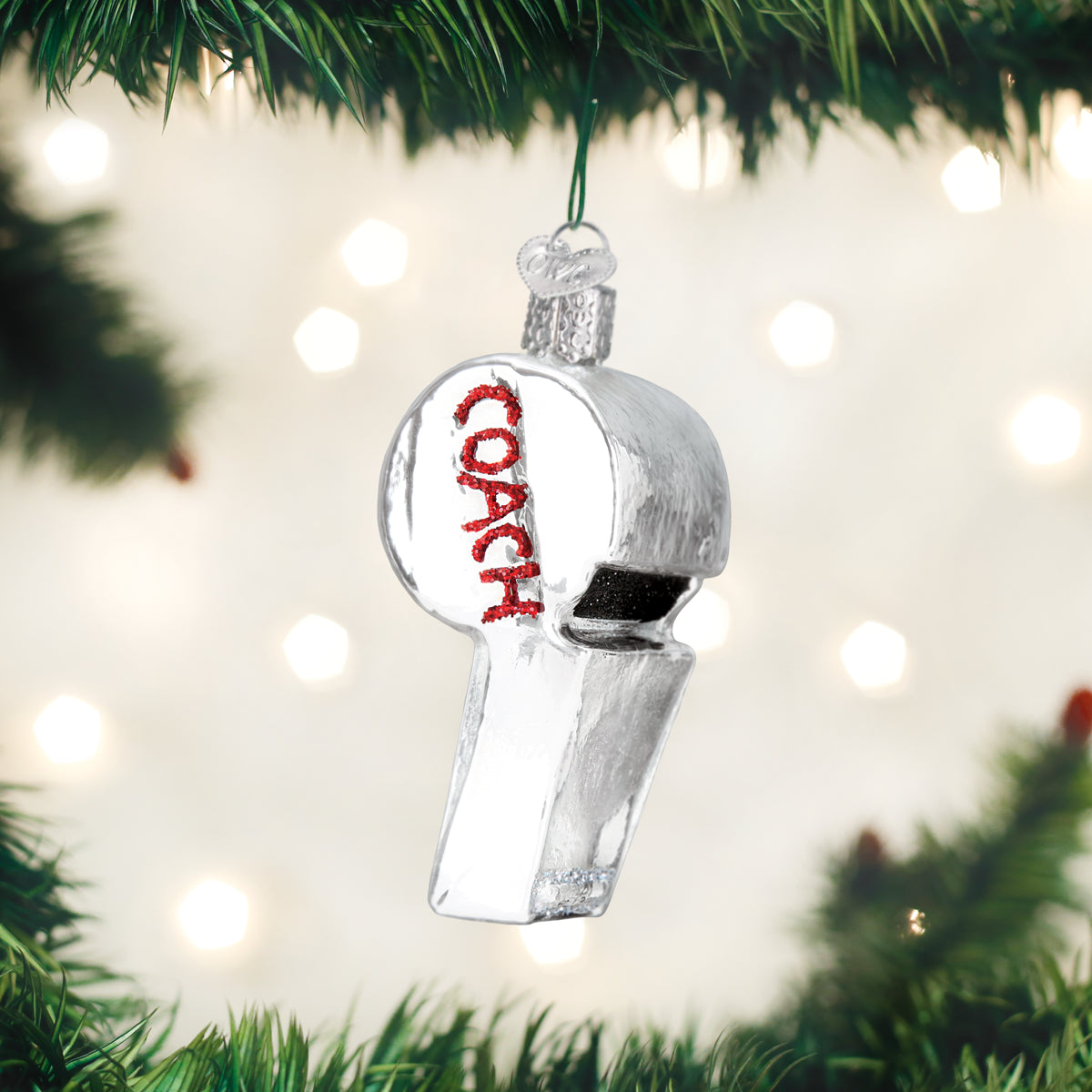 Old World Christmas Coach's Whistle Ornament - hand-blown glass Christmas tree ornament