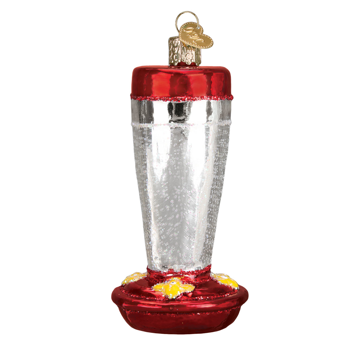 Old World Christmas Hummingbird Feeder - hand-blown glass Christmas tree ornament (view 3)