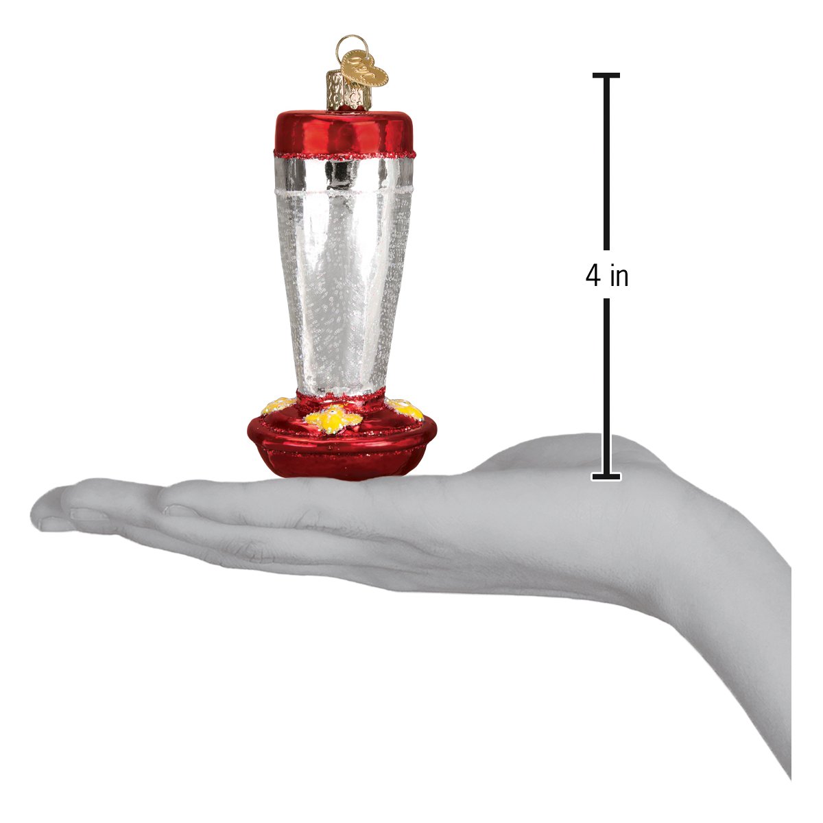 Old World Christmas Hummingbird Feeder - hand-blown glass Christmas tree ornament (view 6)