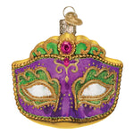 Old World Christmas Mardi Gras Mask Ornament - hand-blown glass Christmas tree ornament (view 3)