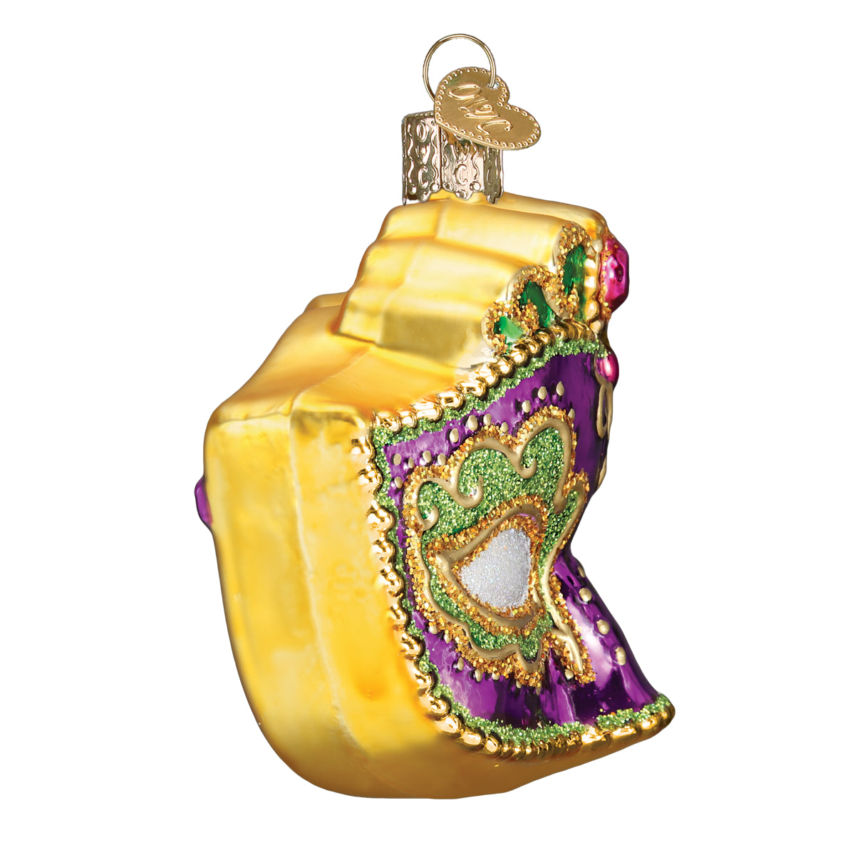 Old World Christmas Mardi Gras Mask Ornament - hand-blown glass Christmas tree ornament (view 5)