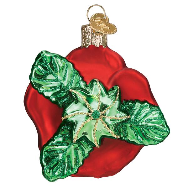 Old World Christmas Red Rose Ornament - hand-blown glass Christmas tree ornament (view 4)
