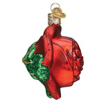 Old World Christmas Red Rose Ornament - hand-blown glass Christmas tree ornament (view 5)