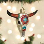 Old World Christmas Southwestern Steer Skull Ornament - hand-blown glass Christmas tree ornament