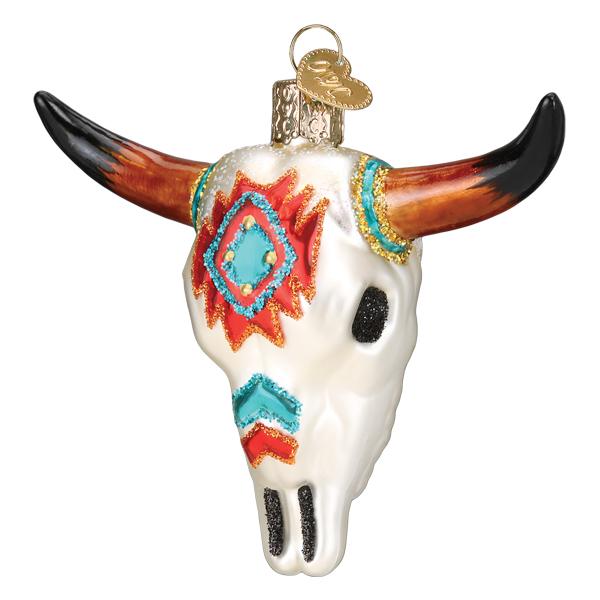 Old World Christmas Southwestern Steer Skull Ornament - hand-blown glass Christmas tree ornament (view 3)