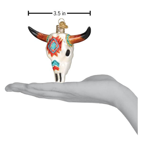 Old World Christmas Southwestern Steer Skull Ornament - hand-blown glass Christmas tree ornament (view 6)